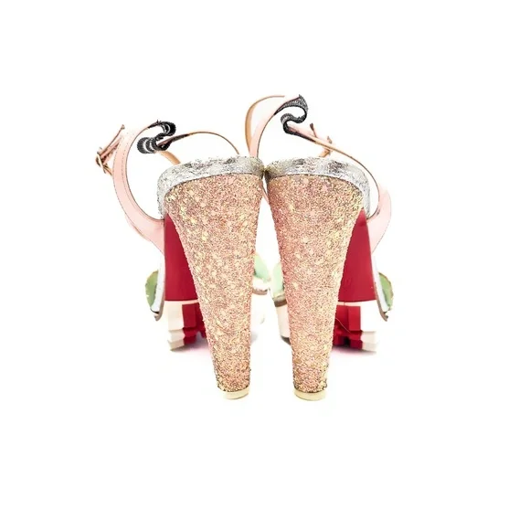 Christian Louboutin Discoport Pastel Ankle Strap Lug Block Glitter Heels EU 37 - Picture 6 of 8
